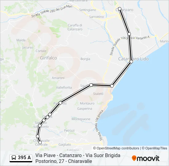 395 A Bus Line Map