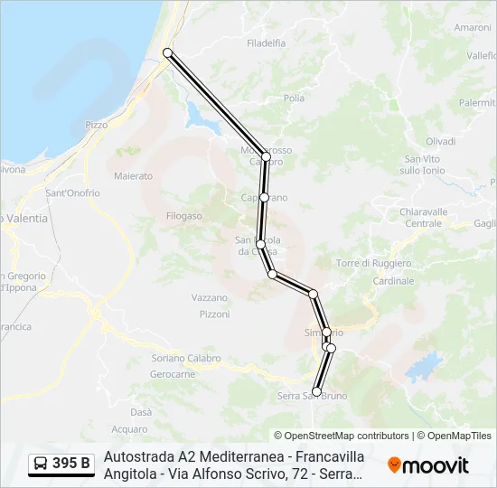 395 B Bus Line Map