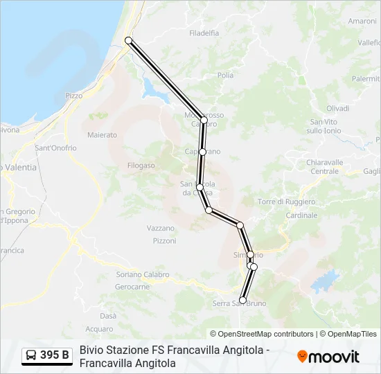 395 B Bus Line Map