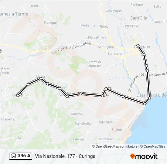 396 A Bus Line Map