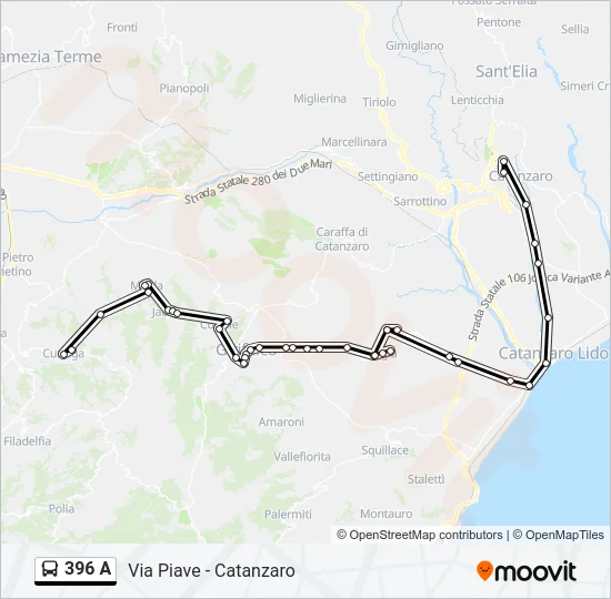 396 A Bus Line Map