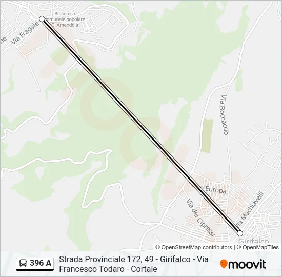 396 A Bus Line Map