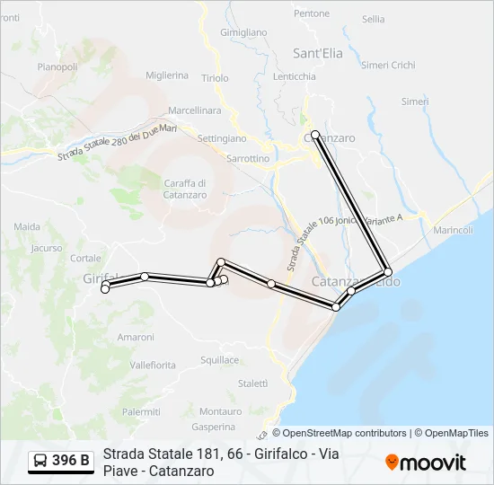 396 B Bus Line Map