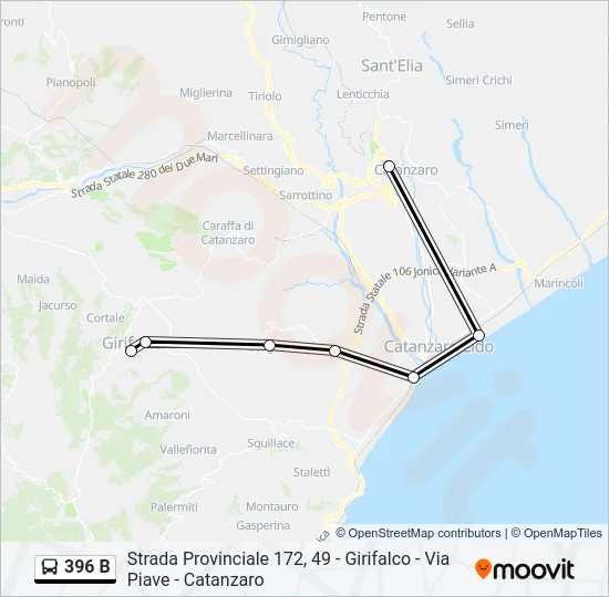 396 B Bus Line Map