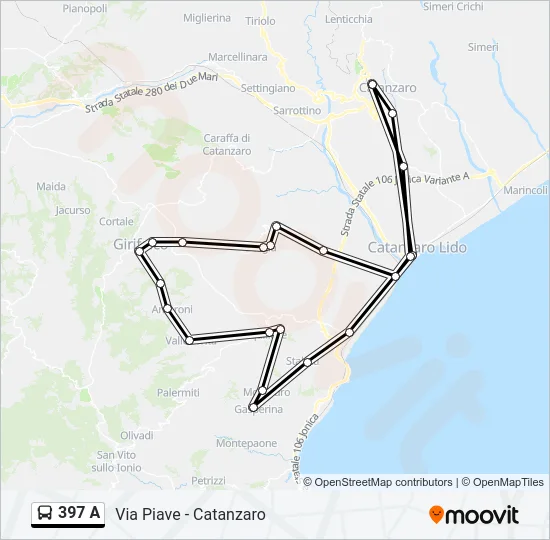 397 A Bus Line Map