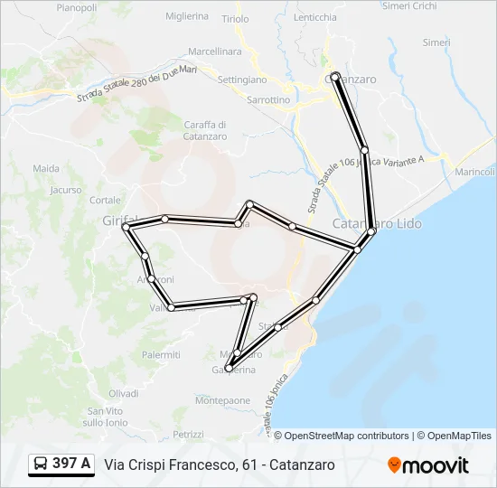 397 A Bus Line Map