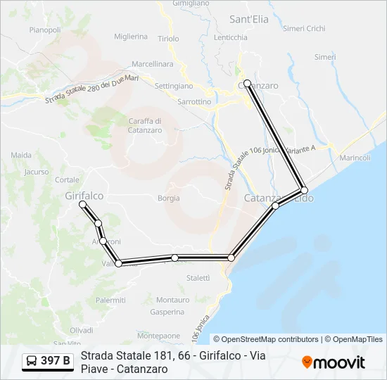 397 B Bus Line Map