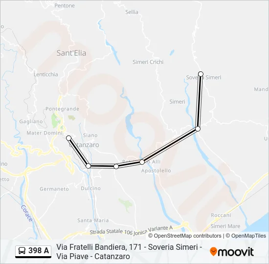 398 A Bus Line Map