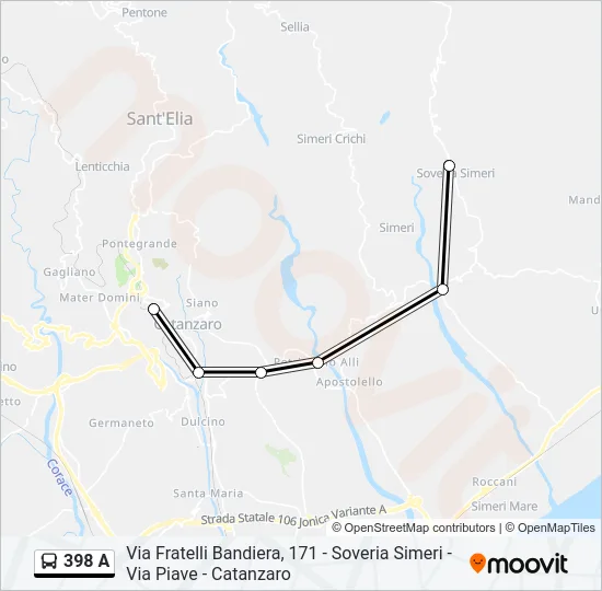 398 A Bus Line Map