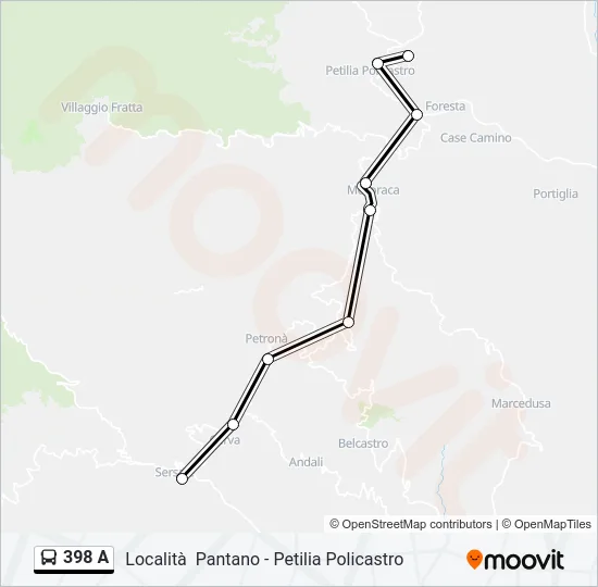 398 A Bus Line Map
