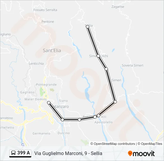 399 A Bus Line Map