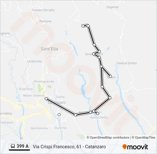 399 A Bus Line Map