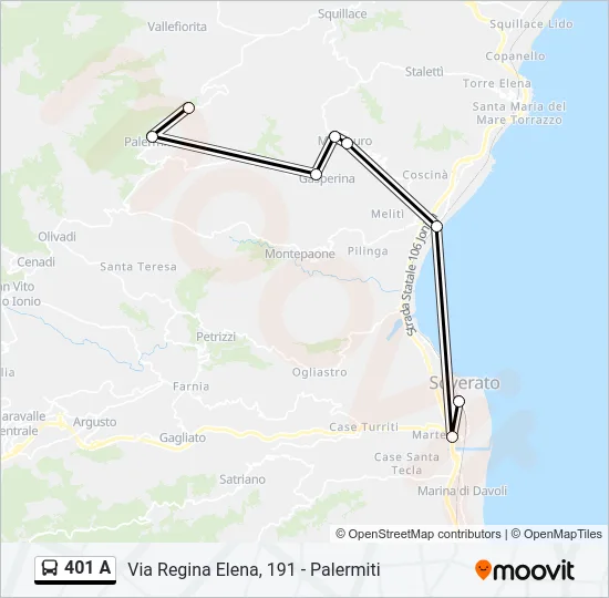 401 A Bus Line Map