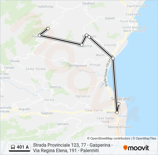 401 A Bus Line Map