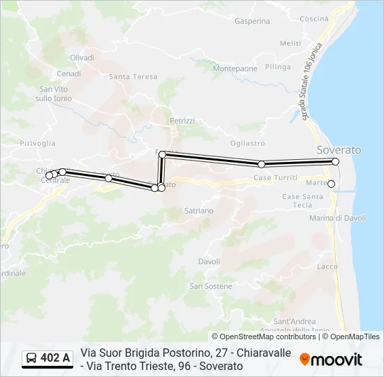 402 A Bus Line Map