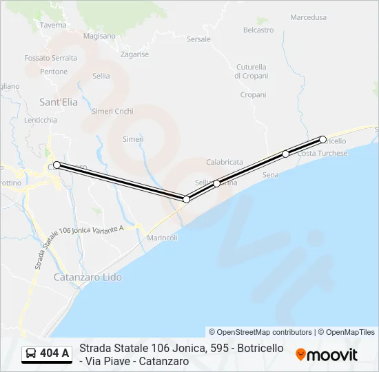 404 A Bus Line Map