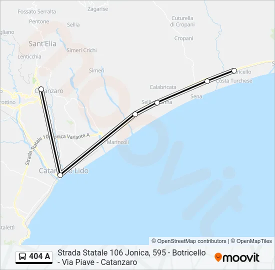 404 A Bus Line Map