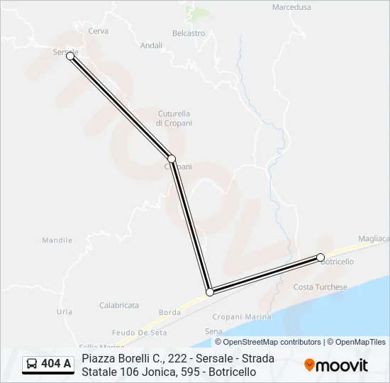 404 A Bus Line Map