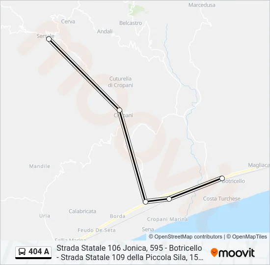 404 A Bus Line Map