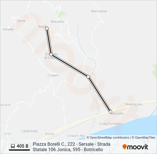 405 B Bus Line Map