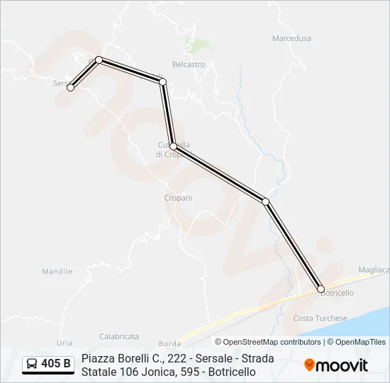 405 B Bus Line Map