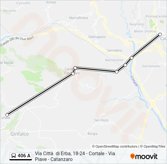 406 A Bus Line Map