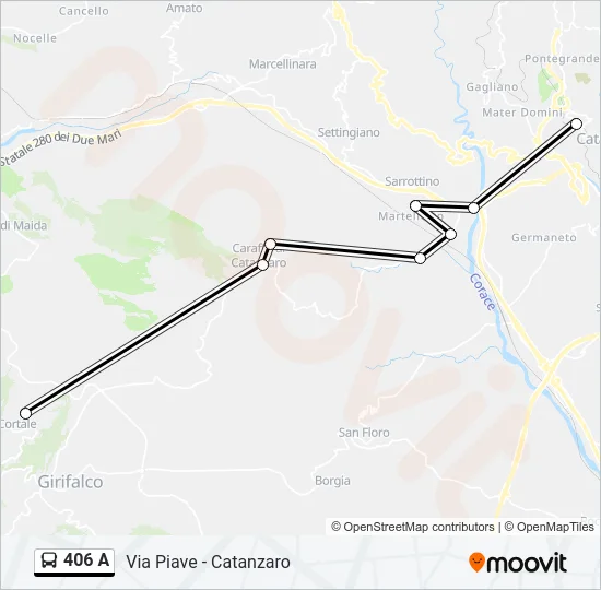 Percorso linea bus 406 A
