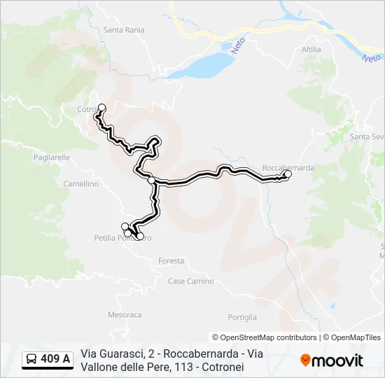 409 A Bus Line Map