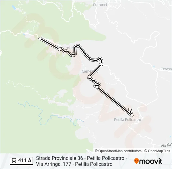 411 A Bus Line Map