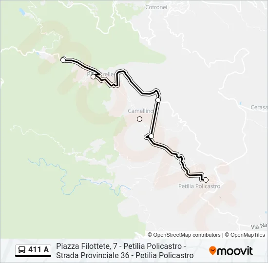 Percorso linea bus 411 A