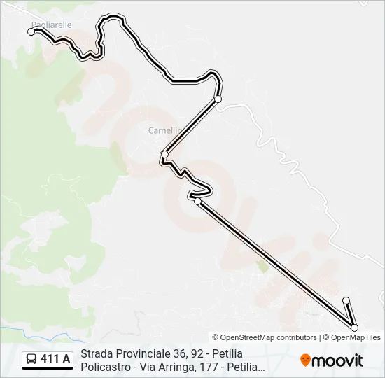 411 A Bus Line Map