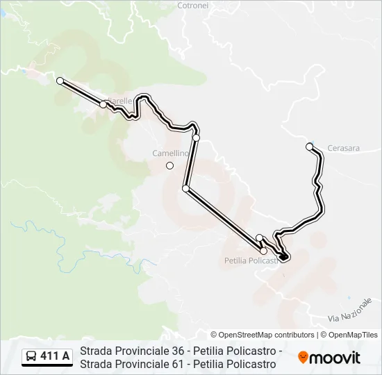 411 A Bus Line Map