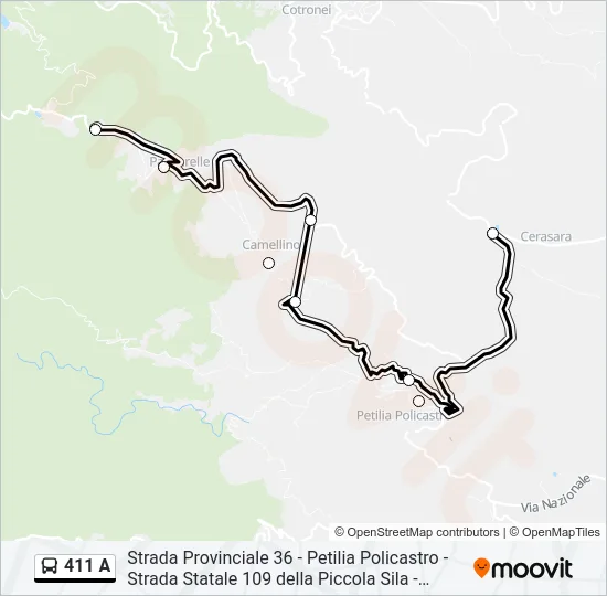 411 A Bus Line Map