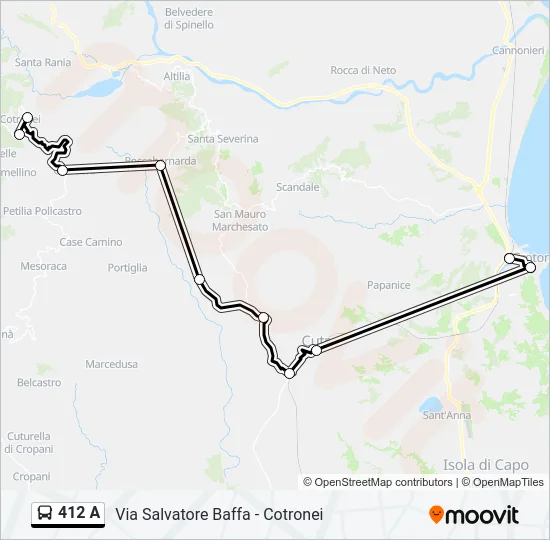 412 A Bus Line Map