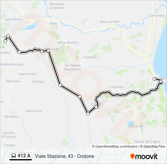 412 A Bus Line Map