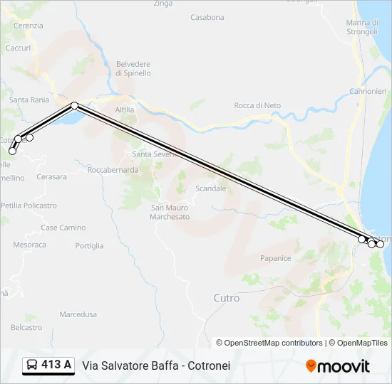 413 A Bus Line Map