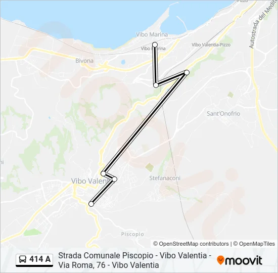 414 A Bus Line Map