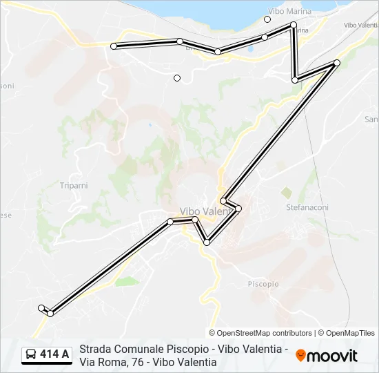 414 A Bus Line Map