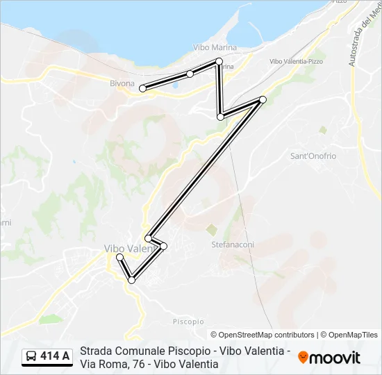 414 A Bus Line Map