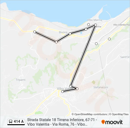 414 A Bus Line Map