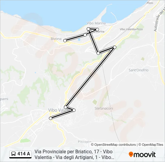 414 A Bus Line Map