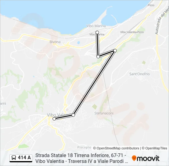 414 A Bus Line Map