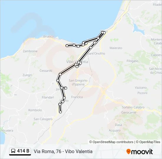 414 B Bus Line Map