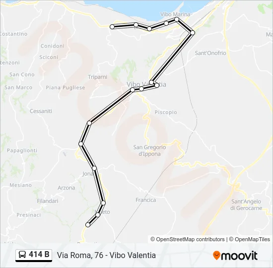 414 B Bus Line Map
