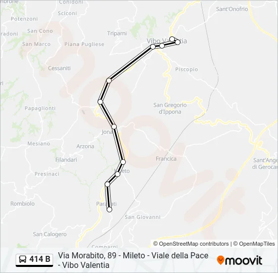 414 B Bus Line Map