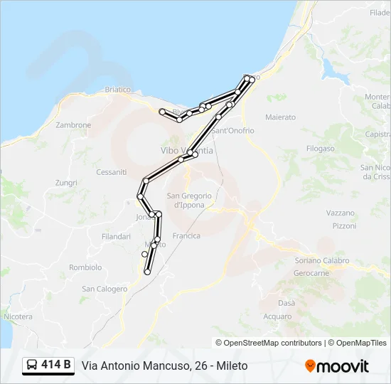 414 B Bus Line Map