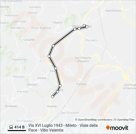 414 B Bus Line Map