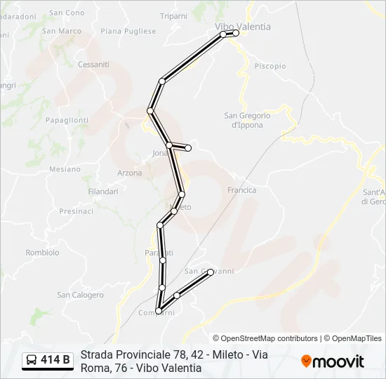 414 B Bus Line Map