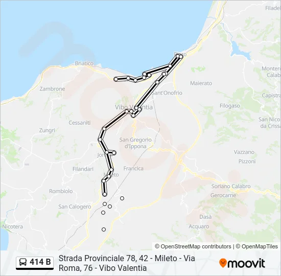 414 B Bus Line Map