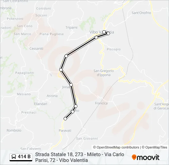414 B Bus Line Map